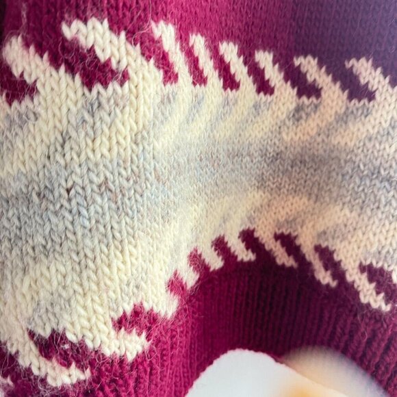 Vintage Wool Handmade Geometric Print Winter Holiday Pullover L - Picture 4 of 9